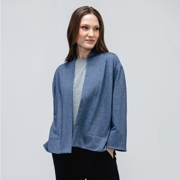 Ministry of Supply Fusion Terry Cardigan Blue Womens XS Blue Pockets - Picture 1 of 4